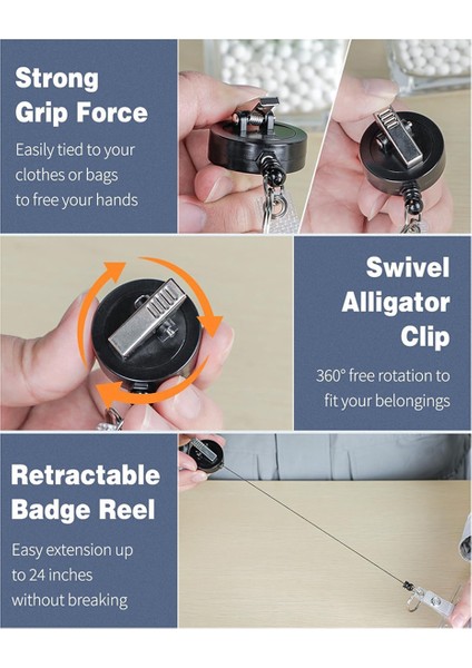 3'lü Paket Geri Çekilebilir Rozet Makarası, Döner Timsah Klipsli, Paslanmaz Çelik Yaylı, Ağır Hizmet Tipi Geri Çekilebilir Anahtarlık (Yurt Dışından) fırsatları