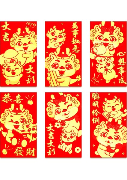 36 Adet Çin Kırmızı Zarf 2024 Yeni Yıl, 6 Tasarım, Para Için Çin Zarfları 2024 Ejderha Ay Yeni Yılı, 6,5x3,5 Inç (Yurt Dışından)