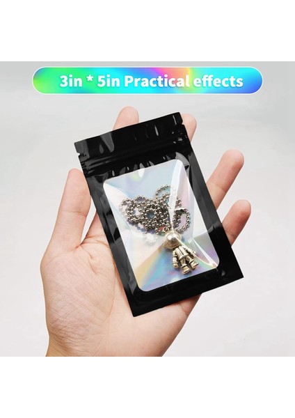 Küçük Işletmeler Için 100'LÜ Paket Mylar Torbalar Holografik Koku Geçirmez Paketleme Çantası Tekrar Kapatılabilir Kese Torbaları (3x5 Inç) (Yurt Dışından) modelleri