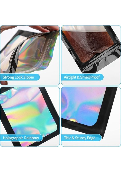 Küçük Işletmeler Için 100'LÜ Paket Mylar Torbalar Holografik Koku Geçirmez Paketleme Çantası Tekrar Kapatılabilir Kese Torbaları (3x5 Inç) (Yurt Dışından) fırsatları