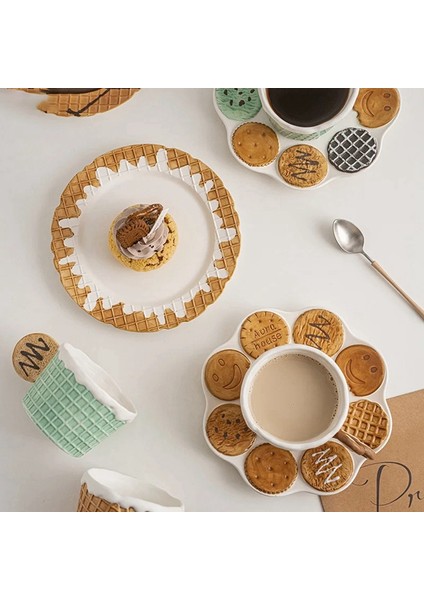 Kurabiye Tabağı Sevimli Seramik Ofis Tatlı Tabağı Ev Kahvaltı Tatlı Tabağı, Beyaz, Şeker Külahı Tabağı (Yurt Dışından) fiyatları