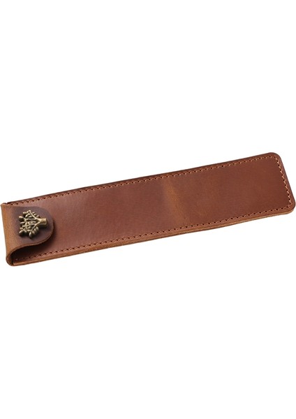 Hakiki Deri Kalem Kılıfı Tutucu Tek Kalem Çantası Kalem Kutusu, Rollerball Dolma Kalem ve Tükenmez Kalem Için Çıtçıtlı - Kahverengi (Yurt Dışından) modelleri