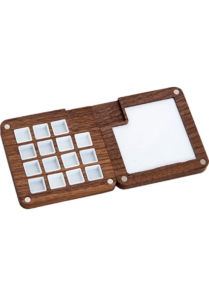 15 Izgaralı Taşınabilir Eskiz Defteri Paleti, Mini Ceviz Ağacı Renkli Palet Kutusu Seyahat Suluboya Kutusu Siyah Ceviz Çizimi Için (Yurt Dışından)