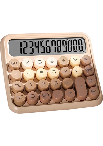 Masaüstü 12 Haneli Sevimli Hesap Makinesi, Mekanik Anahtar Tasarımı, Büyük LCD Ekranlı Büyük Düğmeli Hesap Makinesi, Degrade Kahverengi (Yurt Dışından)