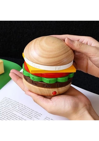 Burger Şeklinde Takvim Masif Ahşap Ev Dekorasyonu Döndürülebilir Takvim Masa Dekorasyonu Eşleşen Hediye Masa Takvimi Ahşap Rengi (Yurt Dışından) indirimleri