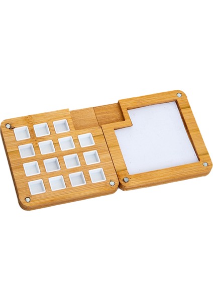 15 Izgaralı Taşınabilir Eskiz Defteri Paleti, Mini Ceviz Ağacı Renkli Palet Kutusu Seyahat Suluboya Kutusu Ahşap Rengi Çizimi Için (Yurt Dışından)