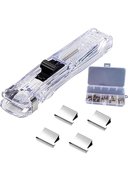 Elde Taşınabilir Ataş Dağıtıcı, Masaüstü Belgeler Için 50 Yeniden Kullanılabilir Gümüş Metal Klipsli Taşınabilir Hızlı Ataş Makinesi (Yurt Dışından)