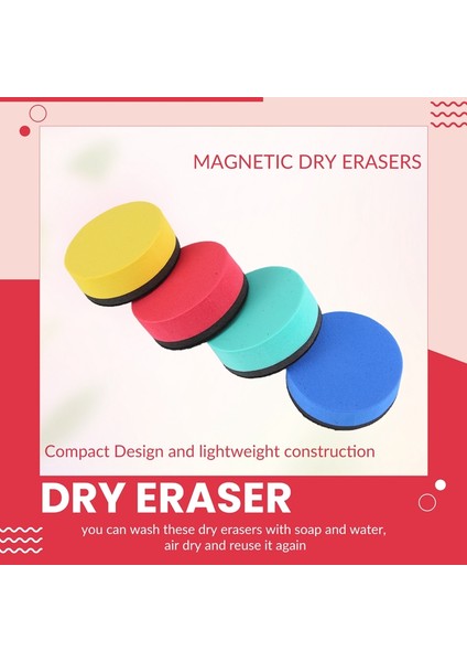 16'lı Paket Mini Kuru Silinebilir Silgiler Manyetik Beyaz Tahta Silgileri Kara Tahta Temizleyicileri Kuru Silgiler Silecek (4 Renk, 2 x 2 Inç) (Yurt Dışından) indirimleri