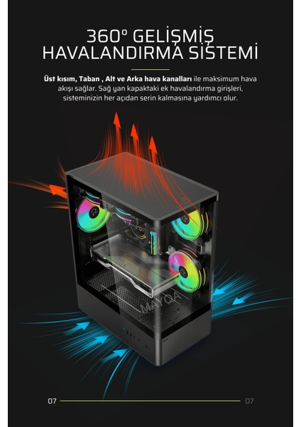 Intense Siyah 500W 80P Tuş Kontrollü Rgb 5X120MM Fanlı Özel Tak Çıkar Vidasız Kapaklar MATX Gaming Kasa fırsatları