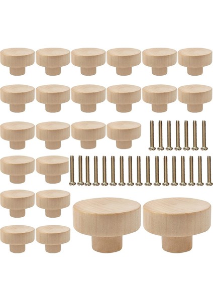 Yuvarlak Ahşap Çekmece Kulpları Ahşap Dolap Mobilya Çekmece Kulpları, Çekmeceli Gardırop Şifonyer Için Uygundur (24 Parça) (Yurt Dışından)