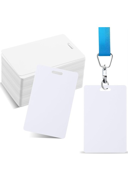 Kısa Kenarında Yuva Delicili 100 Adet Beyaz Pvc Kart, Dikey Yuva Delicili Kart, Boş Kredi Kartı, Fotoğraflı Kimlik Kartı (Yurt Dışından)