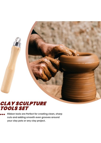Metal + Ahşap Kalın Saplı Düz Tel Kesici Kil Çömlek Heykeltraşlık Alet Seti 10'lu Paket (Yurt Dışından) modelleri