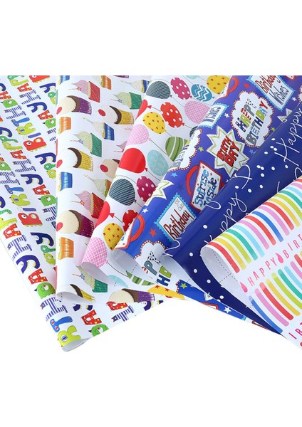 Doğum Günü Partisi, Hediye Paketleme Kağıtları, Hediyelik Eşyalar Için 6'lı Paket Sarma Kağıdı (Yurt Dışından)