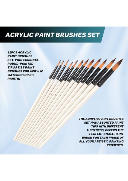 12 Parça Akrilik Boya Fırçası Seti, Akrilik Suluboya Yağlıboya Için Profesyonel Yuvarlak Uçlu Sanatçı Boya Fırçaları (Yurt Dışından) indirimleri