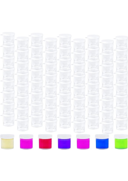 100'LÜ Paket Mini Plastik Boya Kapları Kapaklı Boya Kapları Kavanozlar Şeffaf Boya Saklama Kavanozları 0,5 Oz (25 Ml) (Yurt Dışından)