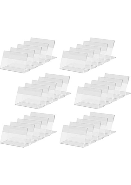30 Adet Mini Şeffaf Akrilik Tabela Ekran Tutucu, Yatay Eğimli L Şeklinde Akrilik Isim Kartı 7x4 cm (Yurt Dışından)