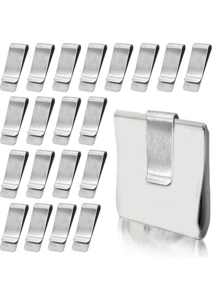 20'li Paket Paslanmaz Çelik Para Klipsi Gümüş Ince Nakit Klipsi, Kart Tutucu Metal Para Klipsi Minimalist Cep Nakit Cüzdanı (Yurt Dışından)