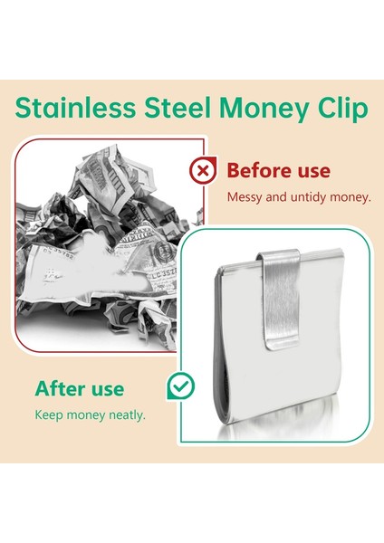 20'li Paket Paslanmaz Çelik Para Klipsi Gümüş Ince Nakit Klipsi, Kart Tutucu Metal Para Klipsi Minimalist Cep Nakit Cüzdanı (Yurt Dışından) indirimleri