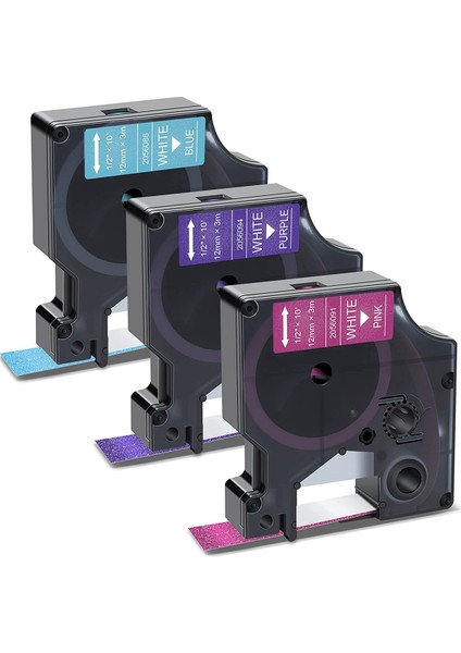 Etiket Yapıcı, Etiket Yöneticisi Için 160 280 Mavi/pembe/parıltılı 12 mm Üzerine Beyaz Baskılı Etiket Bandı Için 3'lü Paket (Yurt Dışından)