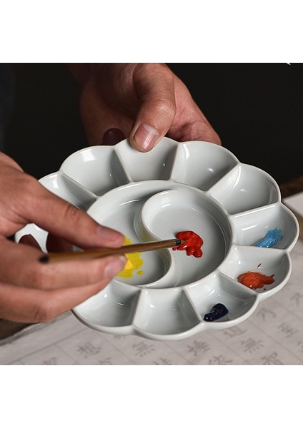 El Yapımı Seladon Paleti - Şekilli Suluboya Boya Tepsisi Ru Kiln Seramik Tabak ve Kalemlik Beyaz (Yurt Dışından) fiyatları