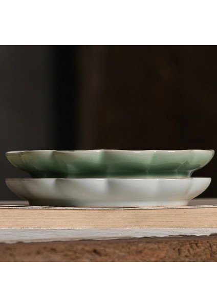 El Yapımı Seladon Paleti - Şekilli Suluboya Boya Tepsisi Ru Kiln Seramik Tabak ve Kalemlik Beyaz (Yurt Dışından) indirimleri