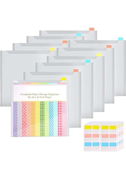 60 Yapışkanlı Dizin Sekmeli Scrapbook Kağıt Saklama Düzenleyici, Kağıt Dosyalarını Tutmak Için 10'lu Plastik Kağıt Saklama Çantası (Yurt Dışından)