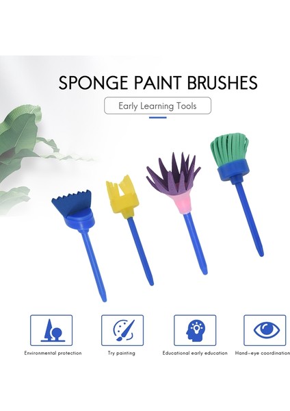Çocuklar Için Sünger Boya Fırçaları, 4'lü Paket Erken Öğrenme Çizim Boyama Araçları Seti, Kendin Yap Sanat ve El Sanatları, Besom (Yurt Dışından) modelleri