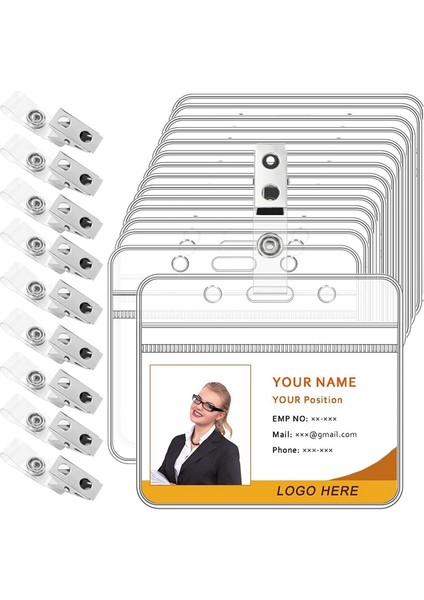 50 Adet Yatay Rozet Tutucu Metal Klipsli Şeffaf Isim Etiketi Rozet Tutucu Su Geçirmez (Yurt Dışından) fiyatları