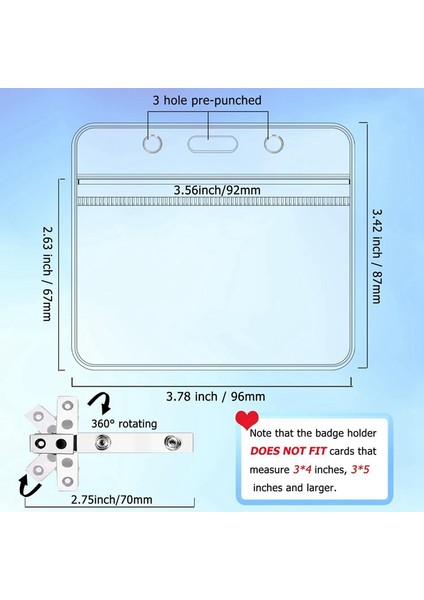 50 Adet Yatay Rozet Tutucu Metal Klipsli Şeffaf Isim Etiketi Rozet Tutucu Su Geçirmez (Yurt Dışından) modelleri