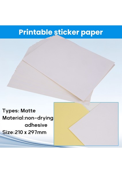 50 Yaprak A4 Beyaz Kendinden Yapışkanlı Su Geçirmez Etiket Mat Kağıt Mürekkep Püskürtmeli Yazıcı Fotokopi Makinesi Için (Yurt Dışından) indirimleri