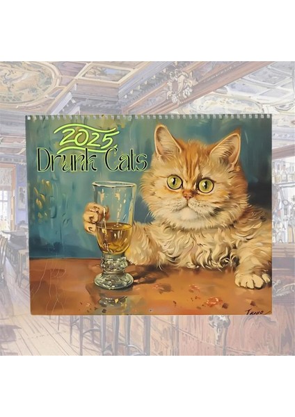 2025 Kedi Duvar Takvimi 2025 Komik Sevimli Sarhoş Kediler Temalı Takvim 8X11 Inç Kedi Severler Için Aile Planlayıcı Takvimi (Yurt Dışından)