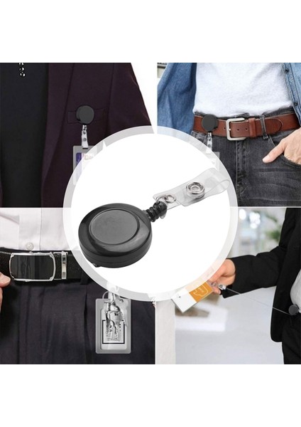 Geri Çekilebilir Yo Yo Anahtarlık Çekme Zinciri Kemer Klipsi Kimlik Kartı Tutucu Kayak Kartı - Siyah (Yurt Dışından) modelleri