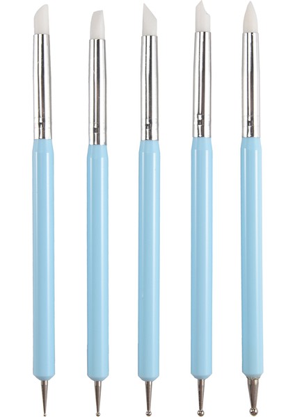 5 x 2 Yönlü Kalem Ucu Noktalama Aracı Silikon Renkli Şekillendirici Fırçalar Kalem Polimer Kil Çömlek Modelleme Heykel Tırnak Sanatı Için (Yurt Dışından)