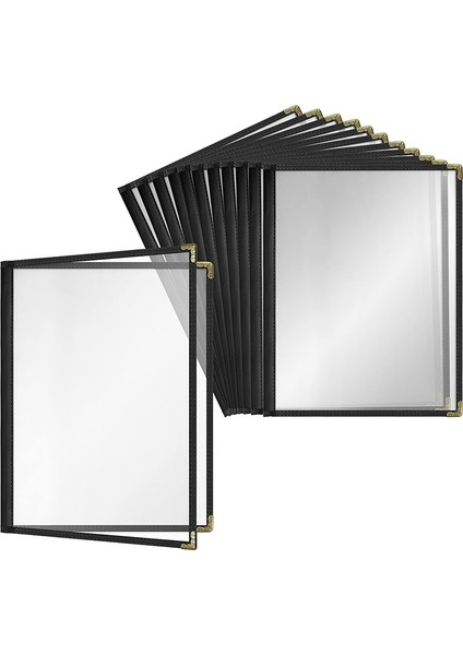 12'li Paket Kafe Tarzı Menü Kapağı, Çift Kenar, Kristal Şeffaf Vinil (Siyah, 2 Sayfa/4 Görüntüleme - 8,5 Inç x 11 Inç) (Yurt Dışından) fiyatları