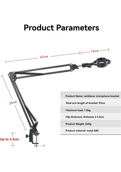 Mikrofon Kol Standı Masa Üstü Evrensel Konsol Mikrofon Standı Mikrofon Şok Kelepçesi Standı Mikrofon Için (Yurt Dışından) modelleri