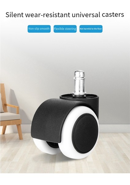 2 Inç Ofis Koltuğu Tekerlekleri, Ofis Koltuğu Tekerlekleri, Ağır Hizmet Tipi Sessiz Yedek Silindirler, Evrensel Uyumlu - 5'li Set (Beyaz) (Yurt Dışından) fırsatları