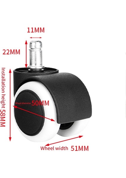 2 Inç Ofis Koltuğu Tekerlekleri, Ofis Koltuğu Tekerlekleri, Ağır Hizmet Tipi Sessiz Yedek Silindirler, Evrensel Uyumlu - 5'li Set (Beyaz) (Yurt Dışından) indirimleri