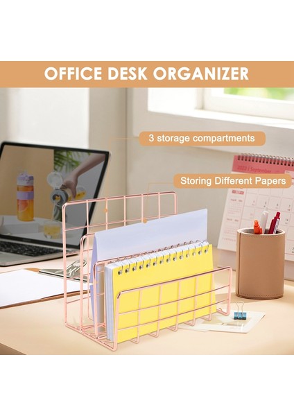 Kitaplık Ofis Masaüstü Gül Altın Metal Kitap Bloğu Üç Katmanlı Masaüstü Dergi Rafı Kitap Tutucu (Yurt Dışından) indirimleri