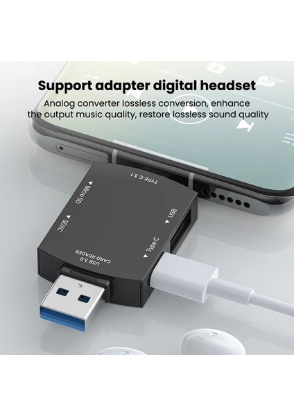 6'sı 1 Arada Otg Sd Kart Okuyucu Type-C 3.1 - USB Adaptörü USB 3.0 Tf Kartı USB Flash Bellek Kart Okuyucu Telefon Bilgisayar Için (Yurt Dışından) modelleri