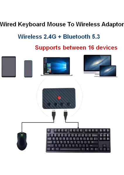 USB Klavye ve Fare Bluetooth 5.3 Adaptörü, Bluetooth USB Hub Adaptörü USB Kablolu Klavye Fareden Kablosuza (Yurt Dışından) indirimleri