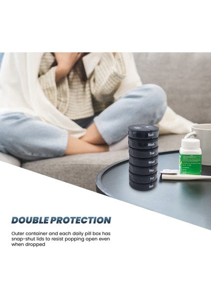 Günlük Hap Kutusu (Günde Iki Kez) - Haftalık Sabah/akşam Hap Kutusu, Yuvarlak Kutusu, 7 Günlük Hap Kutusu (Siyah Kutu) (Yurt Dışından) modelleri