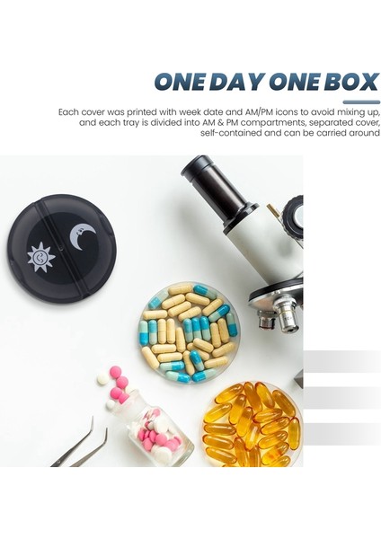 Günlük Hap Kutusu (Günde Iki Kez) - Haftalık Sabah/akşam Hap Kutusu, Yuvarlak Kutusu, 7 Günlük Hap Kutusu (Siyah Kutu) (Yurt Dışından) indirimleri