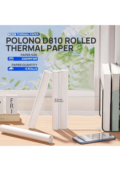 Termal Yazıcı Kağıdı 8,5 x 11 Inç, Gelişmiş Termal Baskı, D810 4'lü Paket ile Uyumlu Termal Kağıt (Yurt Dışından) modelleri