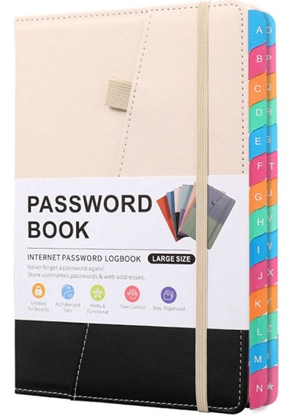 Yaşlılar Için Renkli Alfabetik Sekmeli ve Iki Ayraçlı Şifre Saklama Defteri, 8,4x5,9 Inç, Internet Adresi F (Yurt Dışından) fiyatları