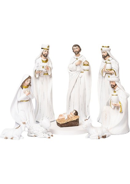 Isa'nın Doğuşu Heykeli Doğum Sahnesi Seti Noel Beşiği Heykeli Küçük Isa Yemliği Minyatür Kilise Dekorasyonu (Yurt Dışından)