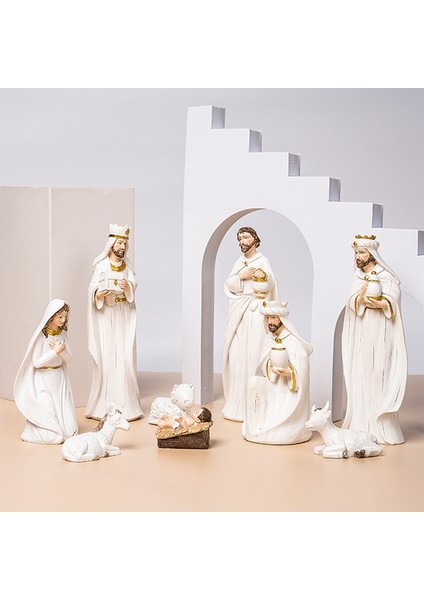 Isa'nın Doğuşu Heykeli Doğum Sahnesi Seti Noel Beşiği Heykeli Küçük Isa Yemliği Minyatür Kilise Dekorasyonu (Yurt Dışından) indirimleri