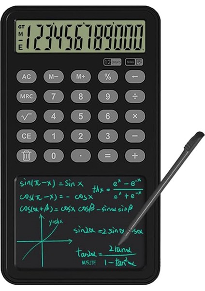 Not Defteri ve 12 Haneli Ekranlı Temel Hesap Makinesi Yazma Tabletli Masaüstü Hesap Makinesi Taşınabilir Hesap Makinesi (Yurt Dışından)