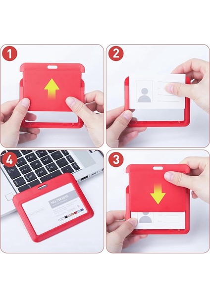 Geri Çekilebilir Rozet Tutucular, Geri Çekilebilir Rozet Makarası Klipsli Plastik Kayar Kimlik Rozeti Tutucu, 3'lü Paket Yatay Kırmızı (Yurt Dışından) indirimleri