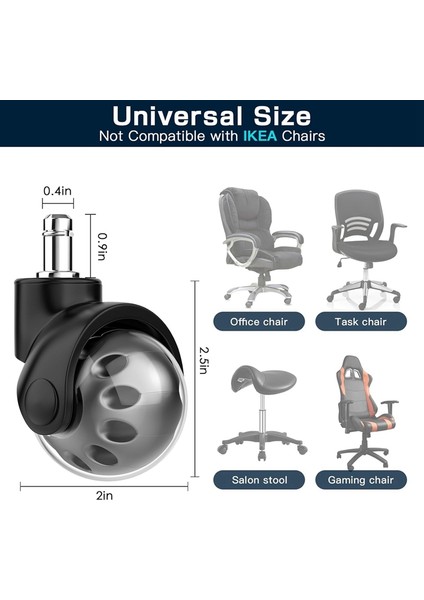 4 Parça Ofis Koltuğu Yedek Tekerleği - Sessiz ve Pürüzsüz Kayma - 2 Inç Ağır Hizmet Tipi Tekerlekli Sandalye Tekerlekleri, Gri (Yurt Dışından) fırsatları