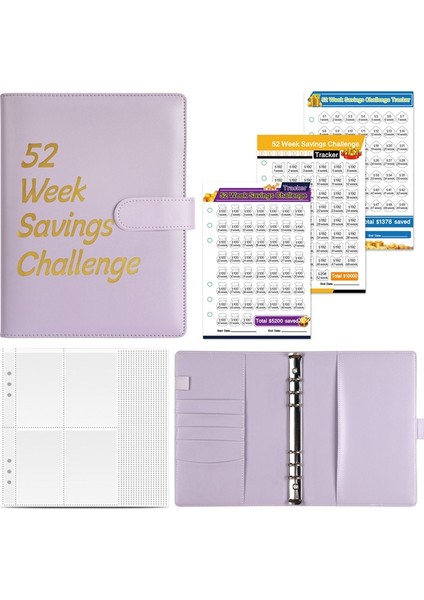 52 Hafta Para Biriktirme Mücadelesi Dosyası, Nakit Zarflı Tasarruf Için, A5 Bütçe Dosyası Tasarruf Mücadeleleri Kitabı (Yurt Dışından)